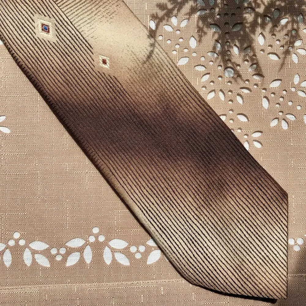 Town Craft Brown & Tan Diamond Print Necktie